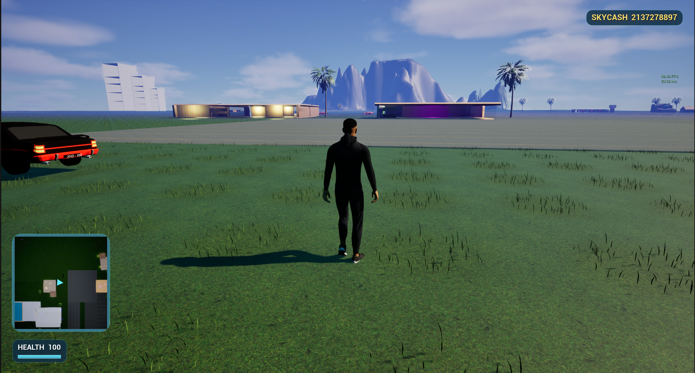 Player exploring the Sky Theft island on foot